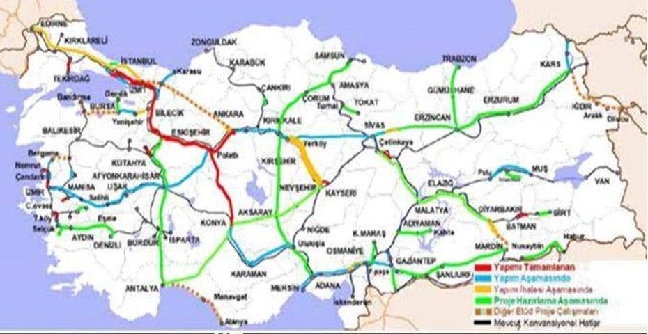 Turkey High Speed And High Speed Railway Lines And Maps, Yerköy, Turkey, Tourist  Of Turkey, Turkey On World