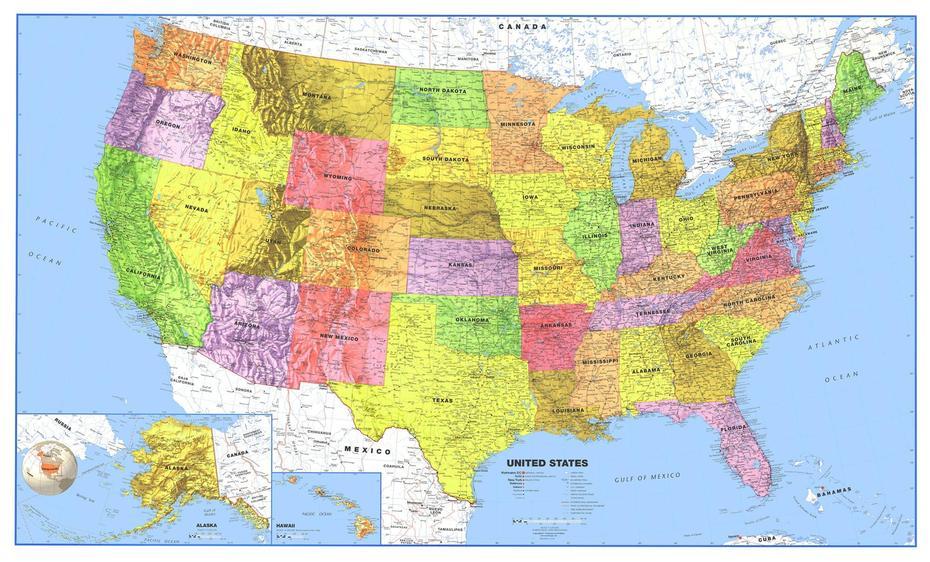 48X78 United States Classic Premier Laminated Wall Map Poster – Walmart …, Wall, United States, United States  50 States, Us Wall