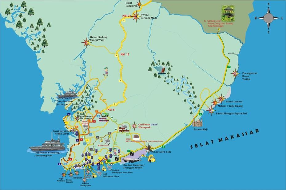 Balikpapan Tourism Map, Balikpapan, Indonesia, Kalimantan Indonesia, Balikpapan Borneo