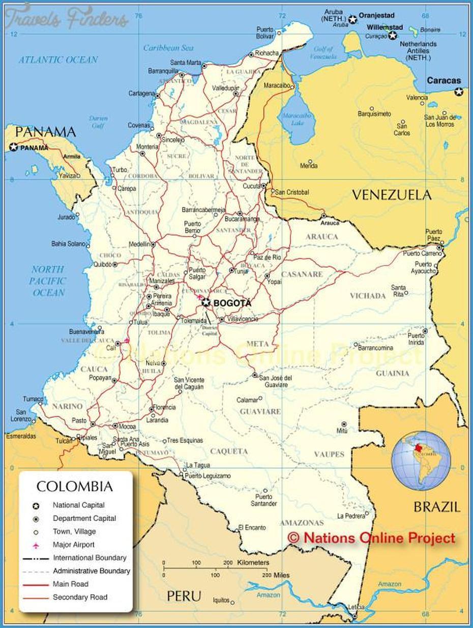 Cali Columbia Map – Travelsfinders, Cali, Colombia, Colombia Road, Bogota On A