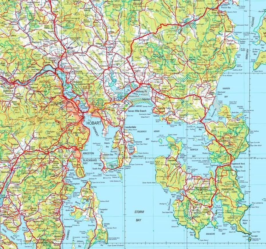 Hobart Area Map, Hobart, United States, 50 United States, United States America  Usa