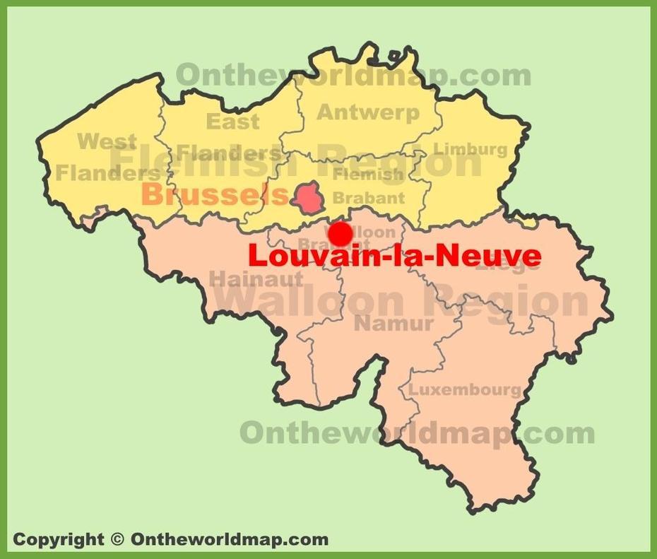 Louvain-La-Neuve Location On The Belgium Map, Louvain-La-Neuve, Belgium, Ottignies, Louvain-La-Neuve Belgium