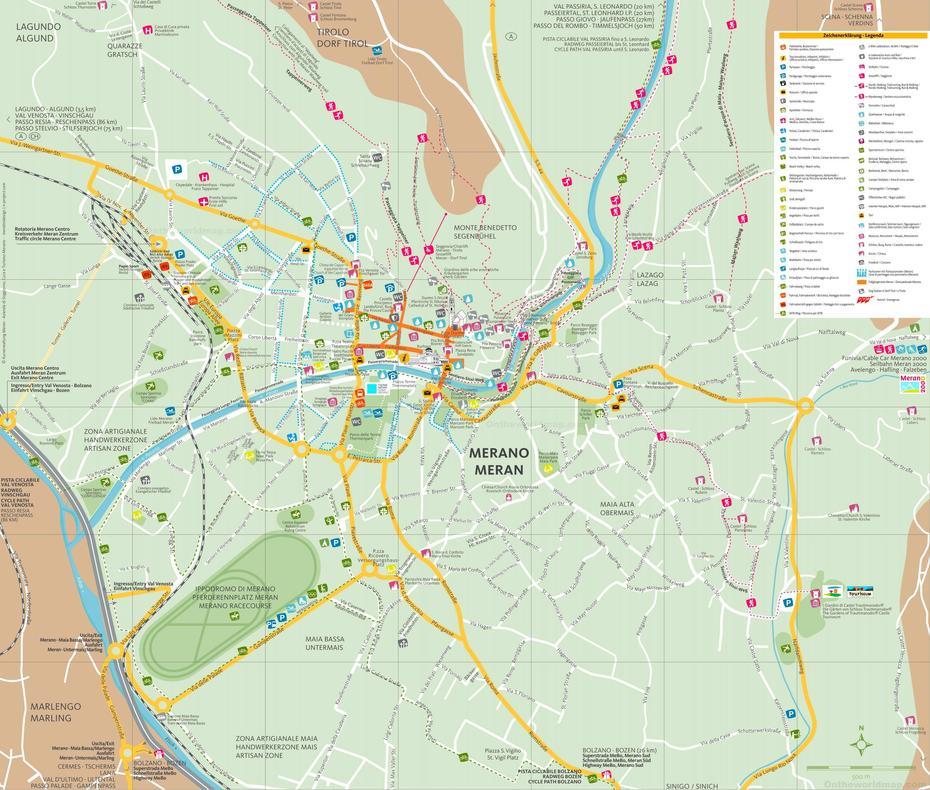 Merano Tourist Map, Merano, Italy, Meran Italy, Bolzano