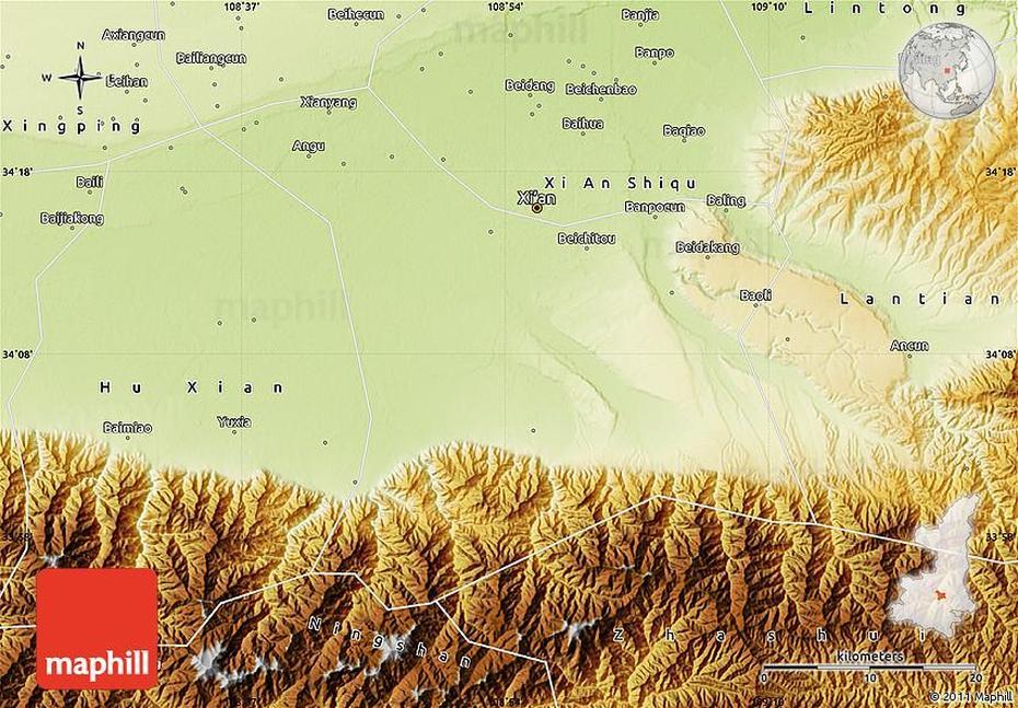 Physical Map Of Chang An, Chang’An, China, Chang’An City, Changjiang