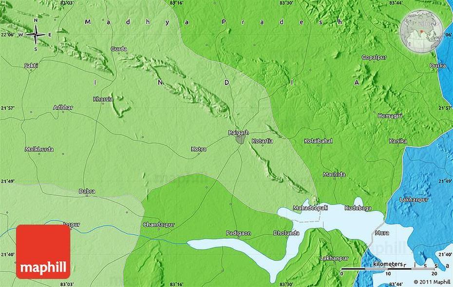 Political Map Of Raigarh, Rāisinghnagar, India, India  Silhouette, India Globe