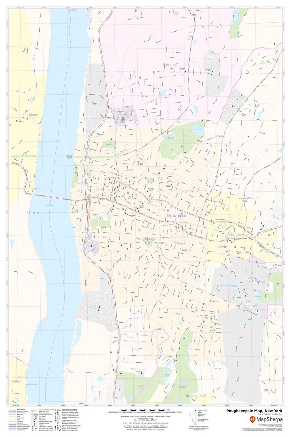 Poughkeepsie Map, New York, Poughkeepsie, United States, Walkway Over  The Hudson, New York Central Railroad