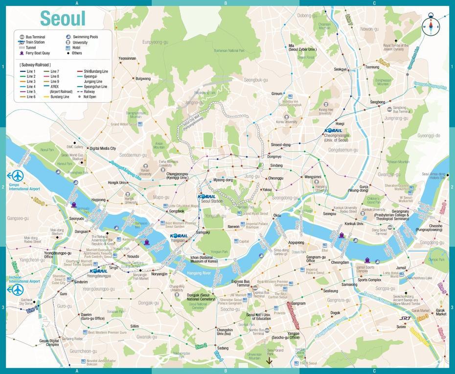 Seoul Transport Map, Seoul, South Korea, South Korea Japan, North Korea Capital