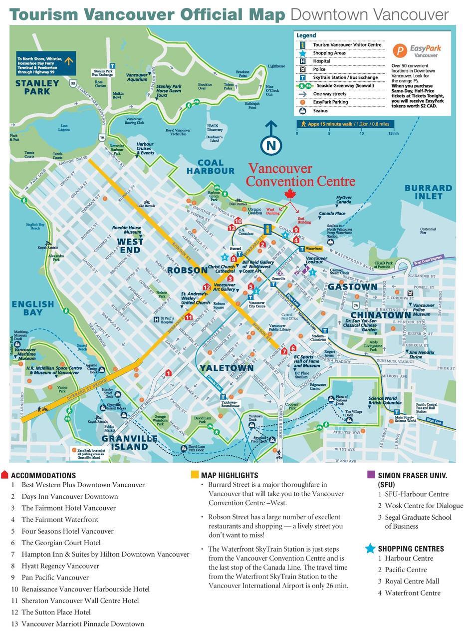 Vancouver Downtown Map, Vancouver, Canada, Vancouver Location, Vancouver Street