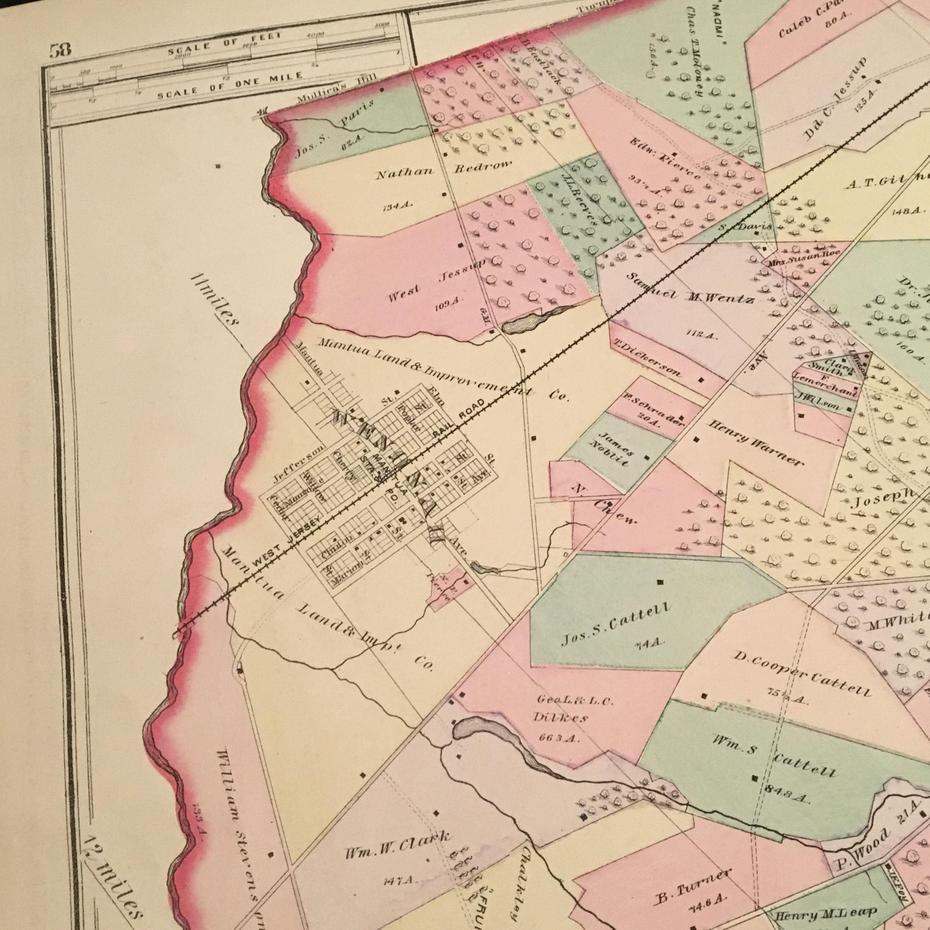 1877 Map Of Deptford Township Original Antique Map Rare Hand | Etsy, Deptford, United States, Deptford England, Deptford Mall