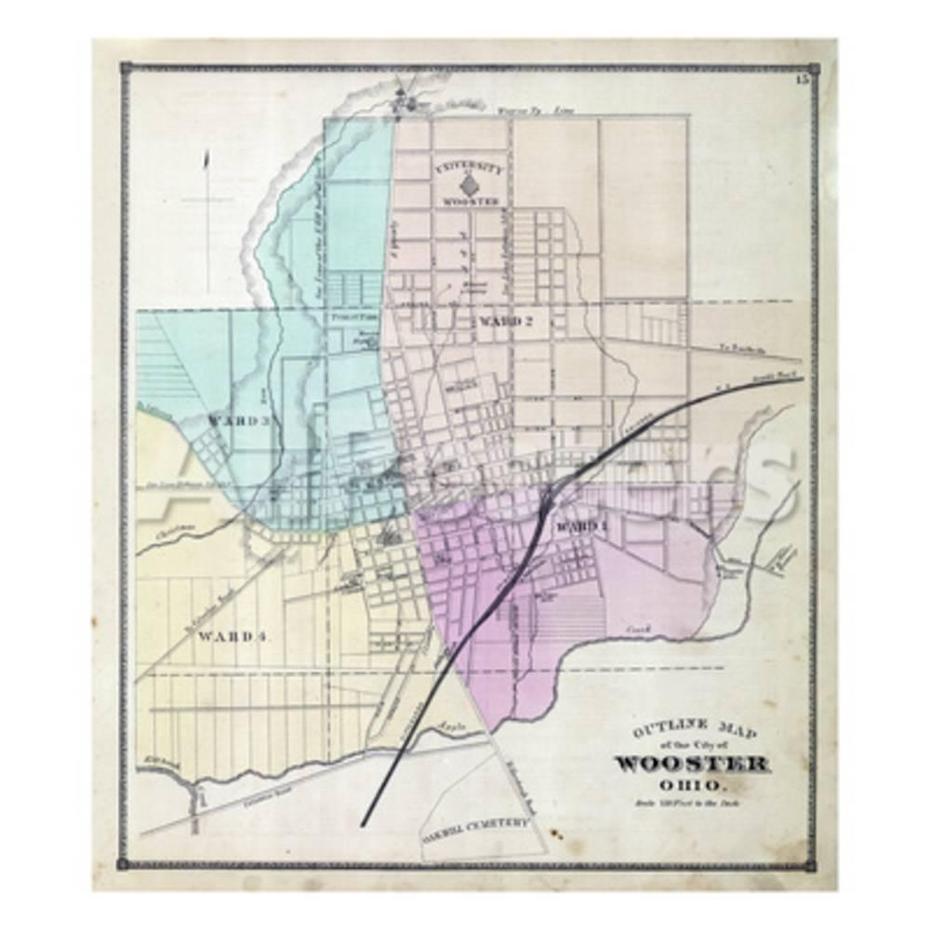 B”1873, Index Map – Wooster City, Ohio, United States Giclee Print …”, Wooster, United States, Wooster Weather, Coshocton Ohio