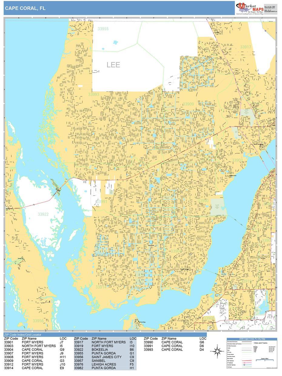 Cape Coral Florida Wall Map (Basic Style) By Marketmaps – Mapsales, Cape Coral, United States, Cape Coral Fl, Cape Coral Hotels