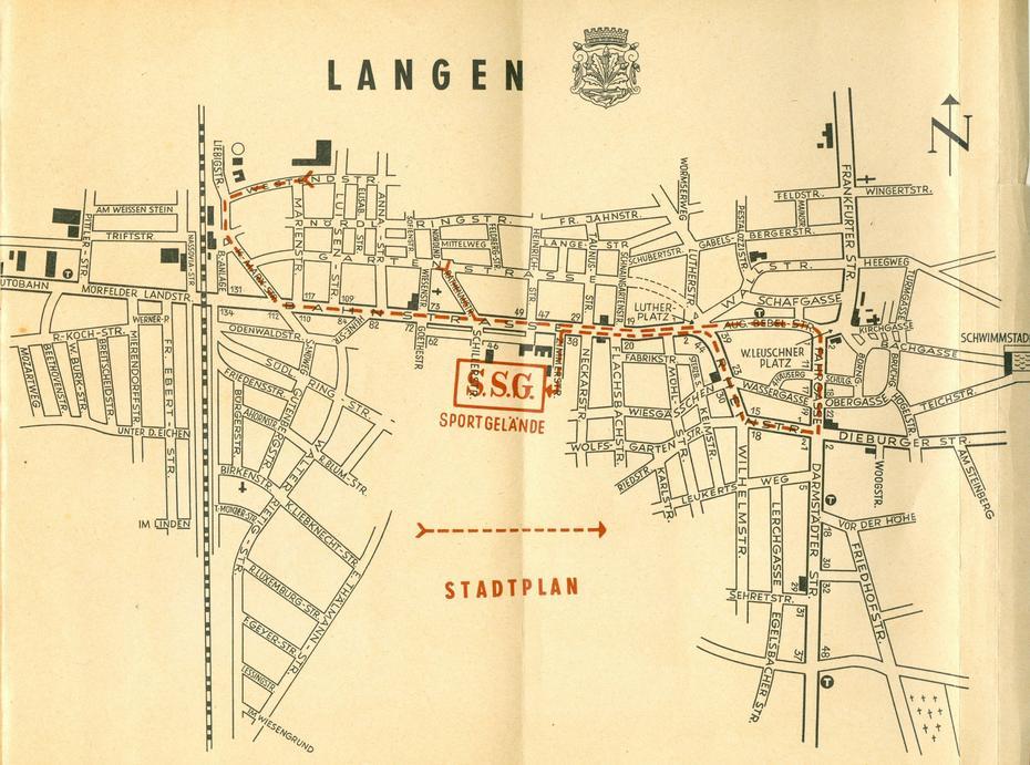 Datei:1954 Stadtplan Langen Ssg.Jpg  Wiki-Langen, Langen, Germany, Schloss  Wolfsgarten, Neuss Germany