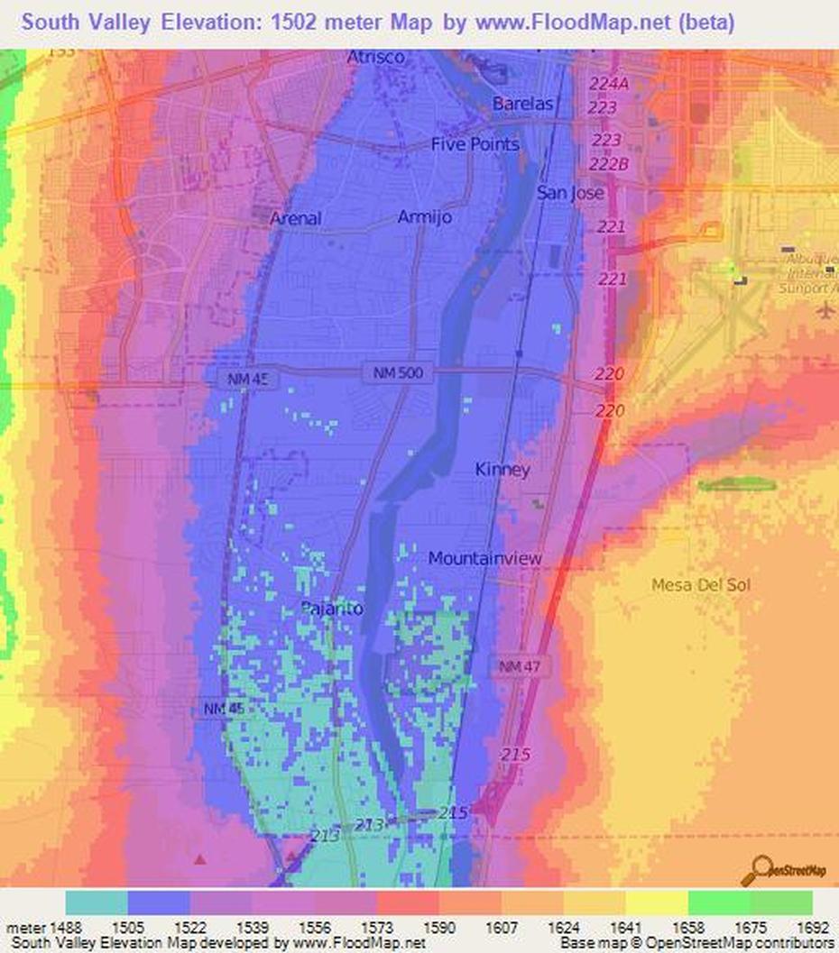 Elevation Of South Valley,Us Elevation Map, Topography, Contour, South Valley, United States, United States Canada, Old United States