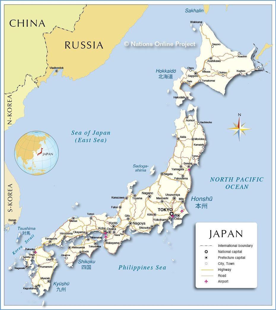 Japan | Political Map Of Japan – Nations Online Project | Japan Map …, Inagawa, Japan, Japan On Asia, Saitama Japan