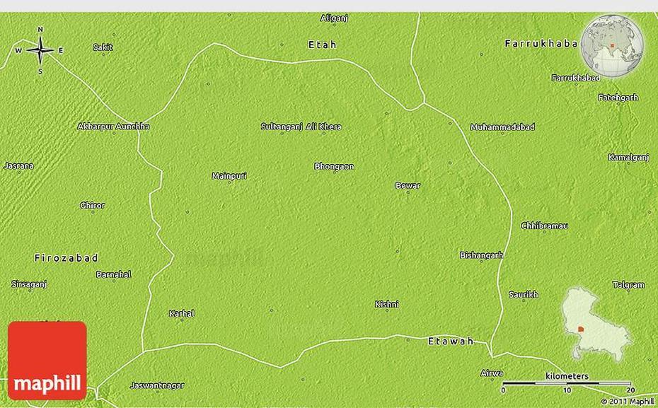 Physical 3D Map Of Mainpuri, Maināguri, India, India  World, India  Kids