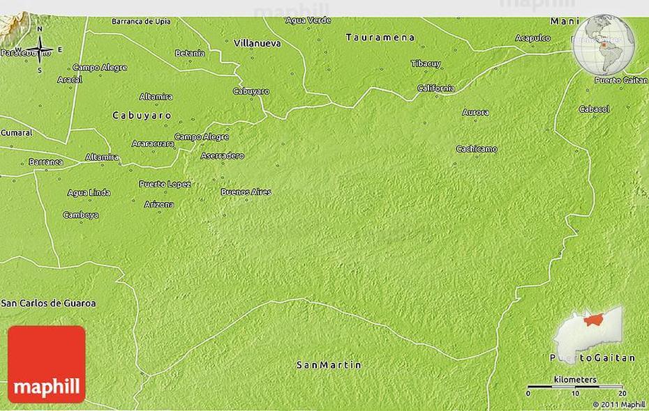 Physical 3D Map Of Puerto Lopez, Puerto López, Colombia, Monumentos De Colombia, Rio  Meta