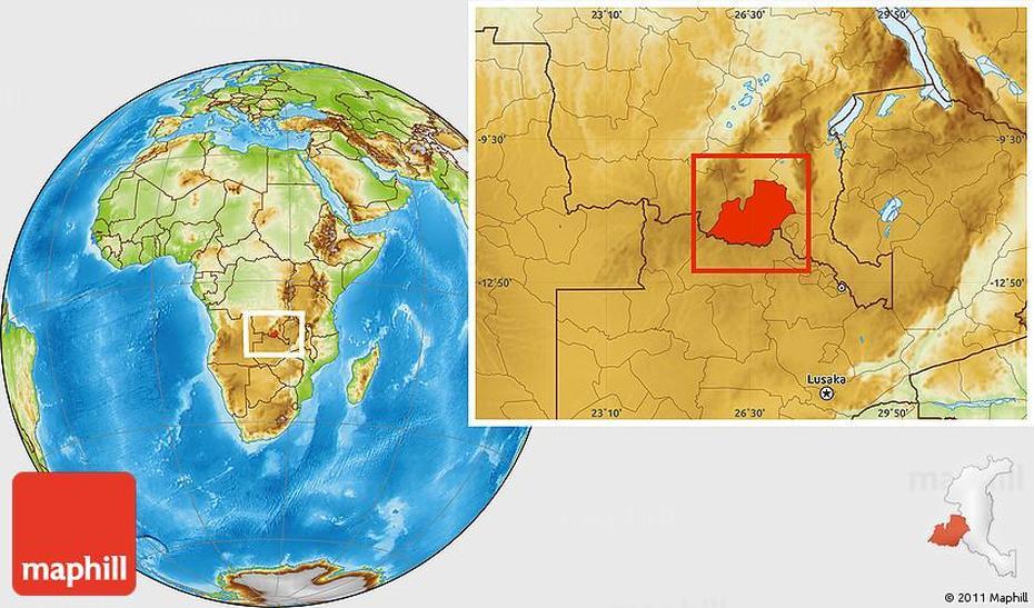 Physical Location Map Of Kambove/Likasi, Likasi, Congo (Kinshasa), Belgian Congo, Kinshasa Carte