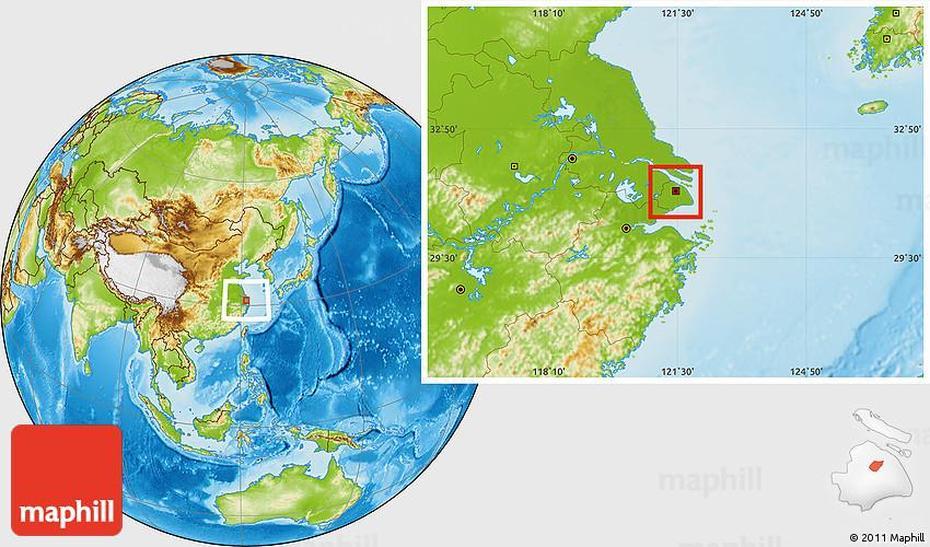 Physical Location Map Of Shanghai Shiqu, Shuizhai, China, China  Colored, North China