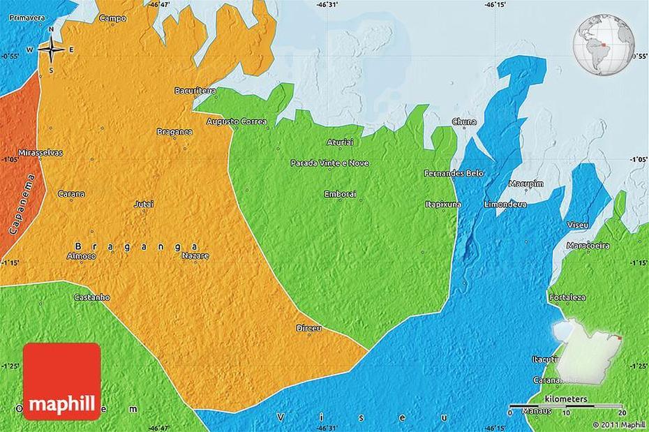 Political Map Of Augusto Correa, Augusto Correa, Brazil, Brazil Cities, Detailed  Of Brazil