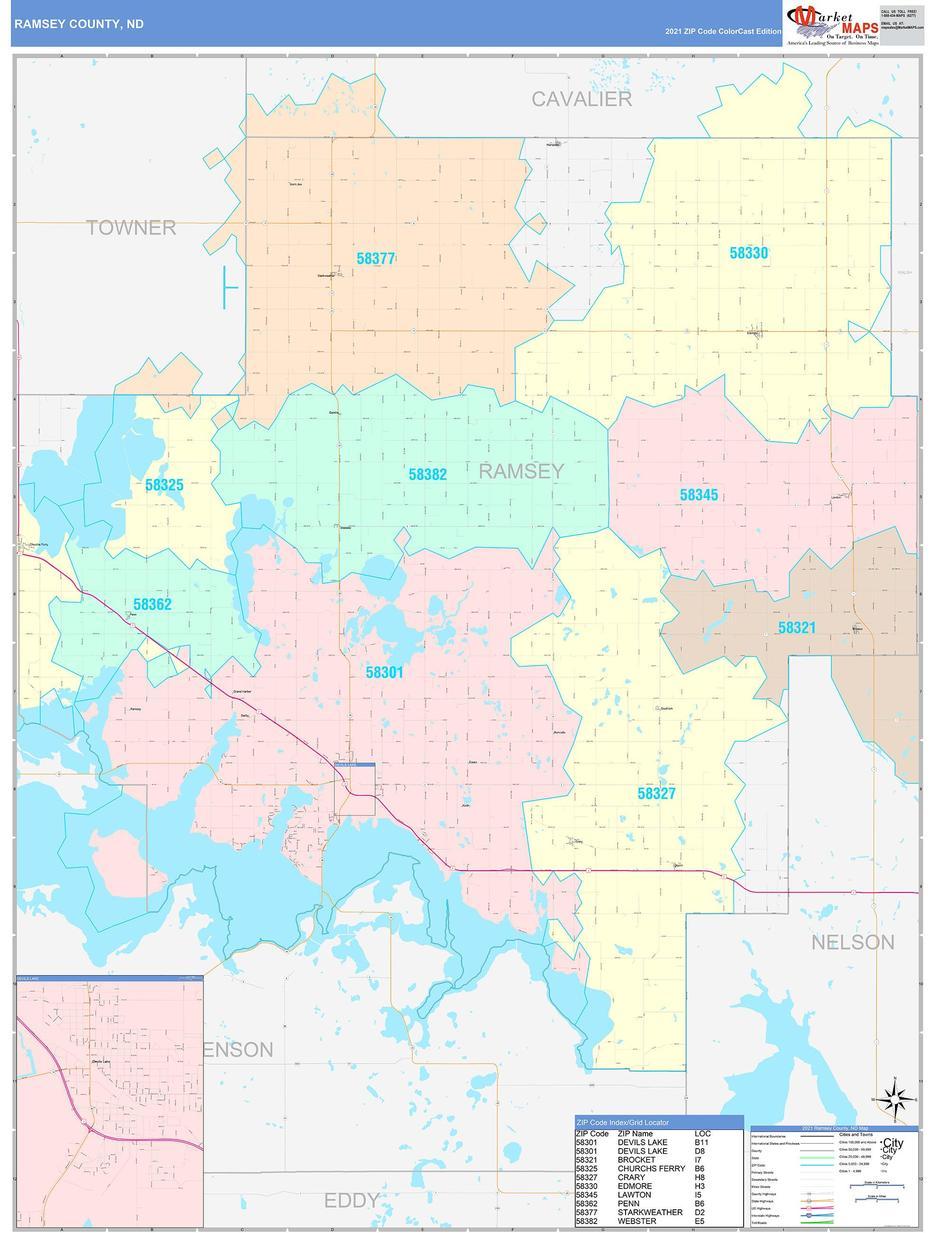 Ramsey County, Nd Wall Map Color Cast Style By Marketmaps, Ramsey, United States, United States  Kids, United States  And Cities