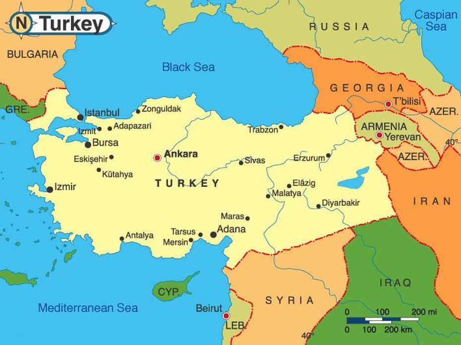 Of Turkey With Cities, Detailed  Turkey, Roshan Promisels, Sarayönü, Turkey