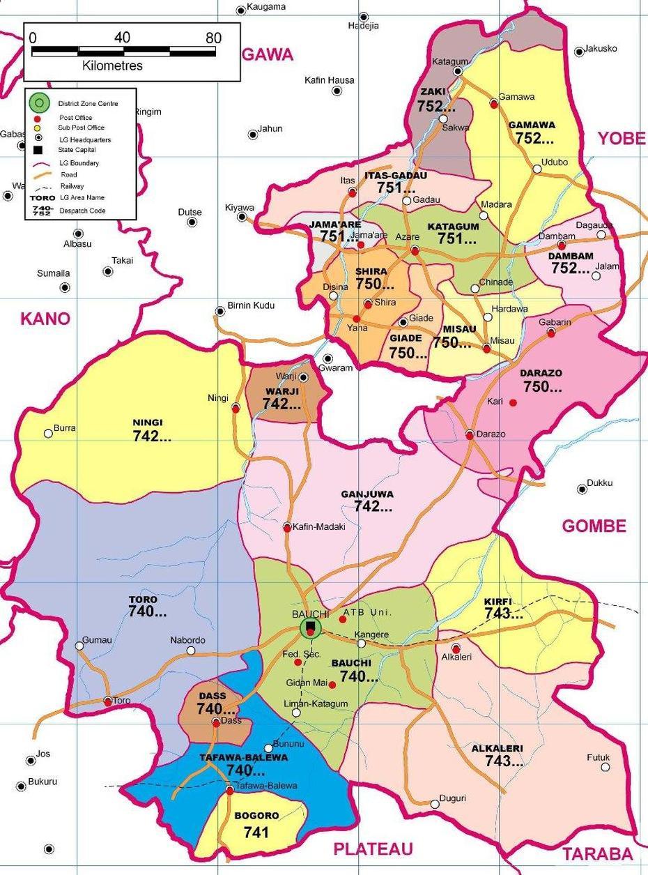 Bauchi Map – Nigeria Zip Codes, Bauchi, Nigeria, Adamawa Nigeria, Bauchi State