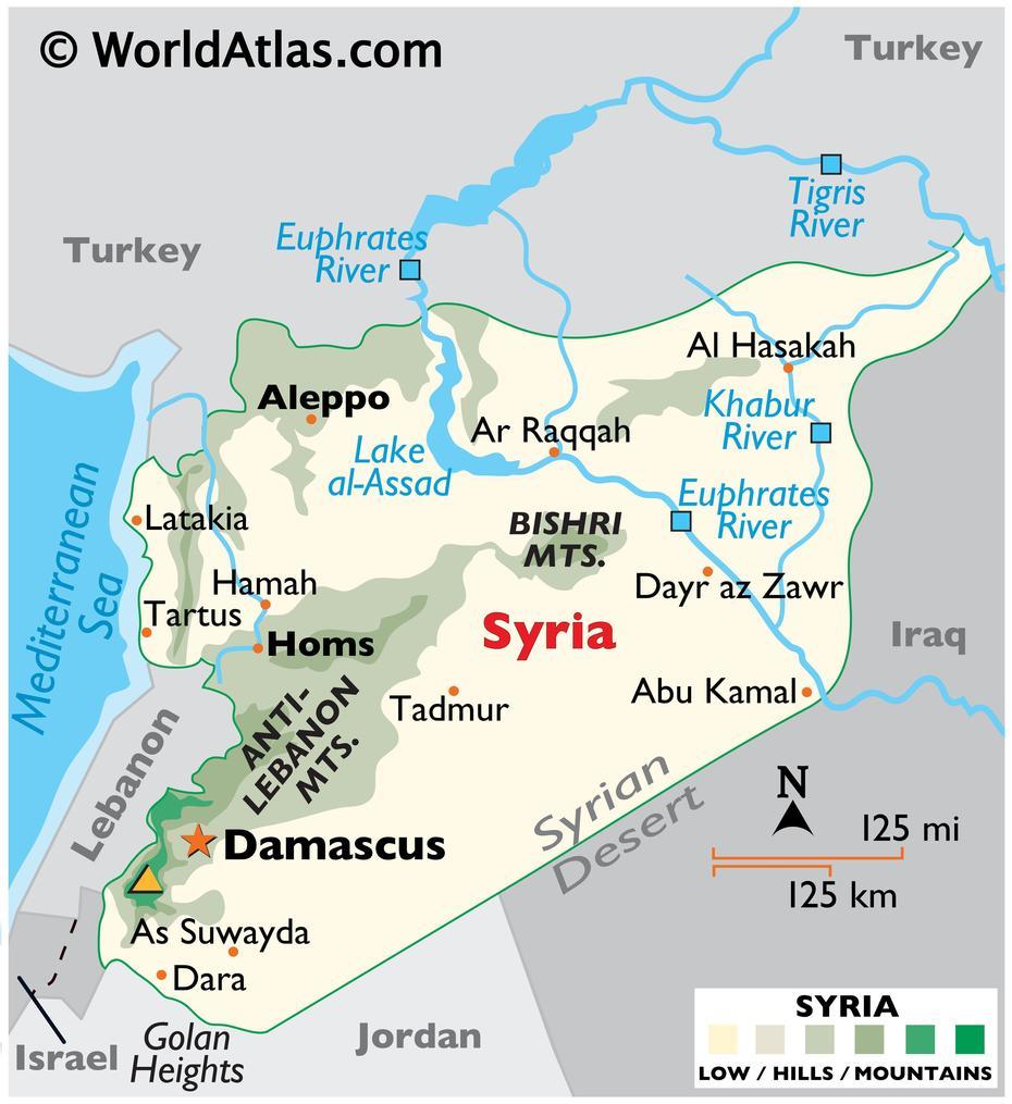 Current Syria, Syria  Middle East, World Atlas, Qadsayyā, Syria