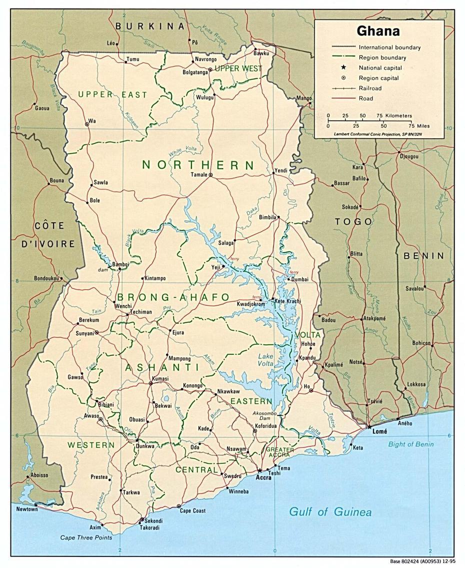 Ghana  Regions, Ghana  And Regions, Mostrando Cidades, Boankra, Ghana