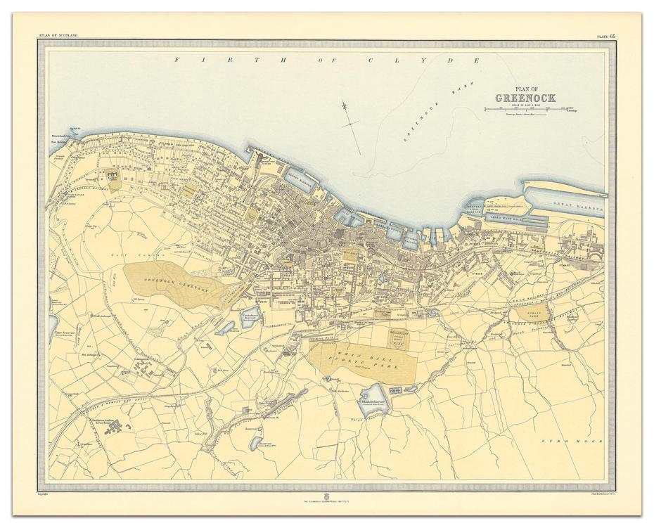 Greenock Map Old Greenock Map Vintage Map City Map Print | Etsy, Greenock, United Kingdom, Leeds Castle, Gravesend Town Centre