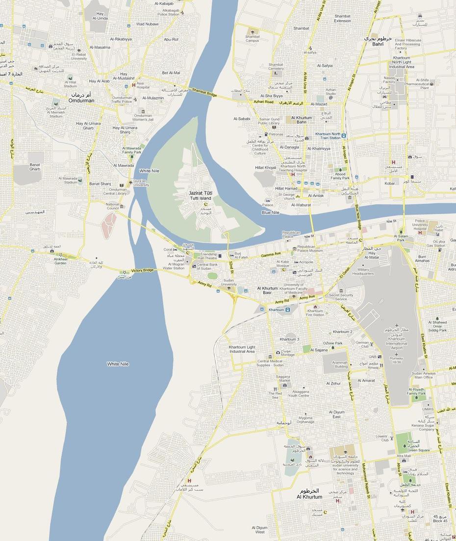 Khartoum Map ~ World Of Map, Khartoum, Sudan, Sudan River, Khartoum On