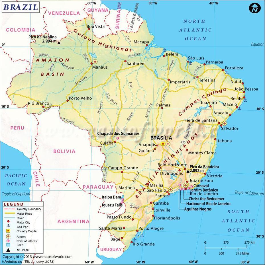 Map Of Brazil – Travelsmaps, Estrêla, Brazil, Brazil City, Brazil  Kids