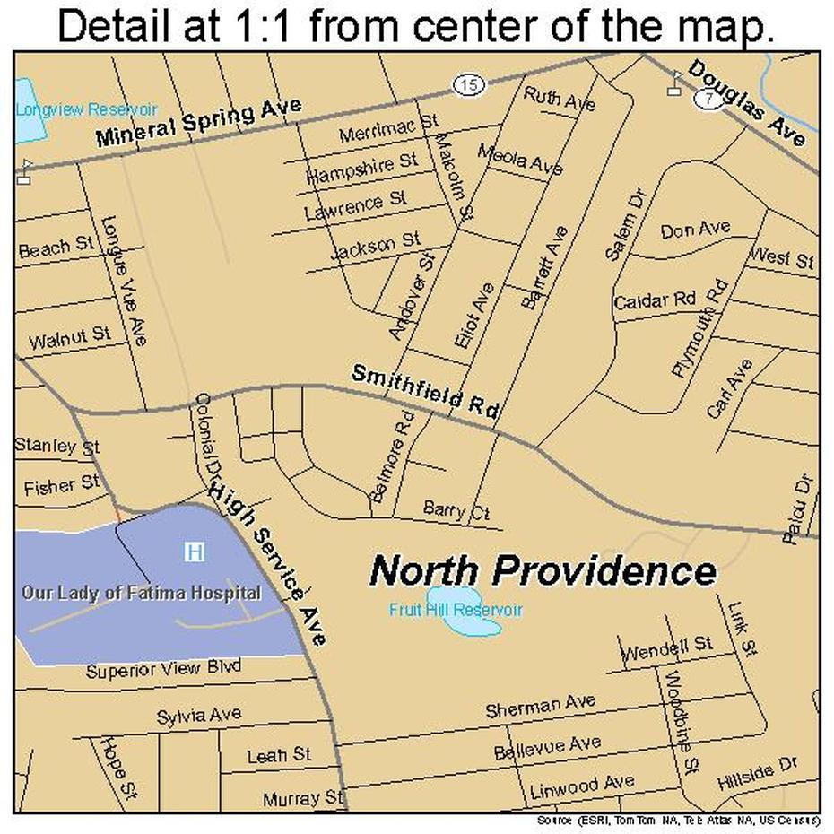 North Providence Rhode Island Street Map 4451940, North Providence, United States, Of Na, United States  With Canada