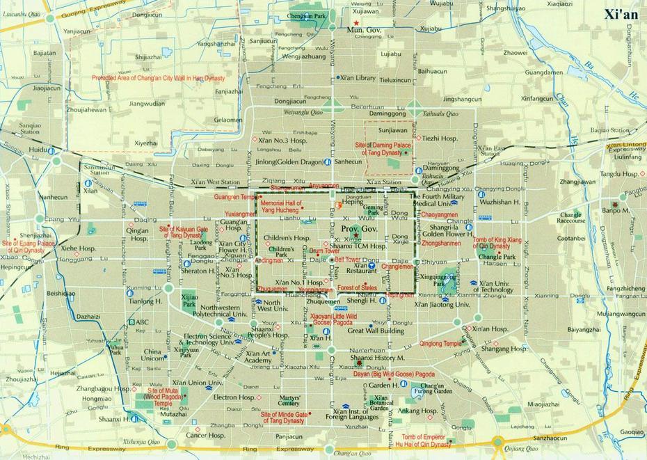 Xian City Map – Xian Maps – China Tour Advisors, Xi’An, China, Shanxi, Xian  English