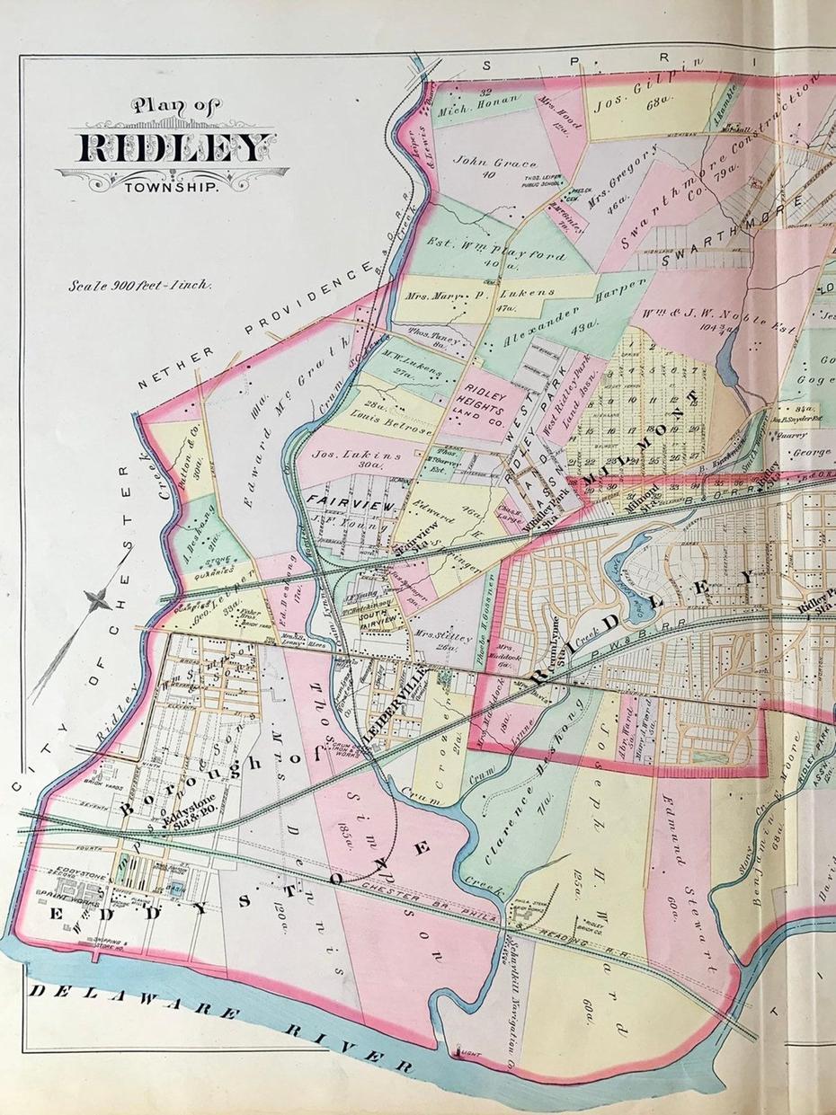 1892 Ridley Township Map Original Hand Colored Map Delaware | Etsy, Ridley, United States, United States America, The Whole United States