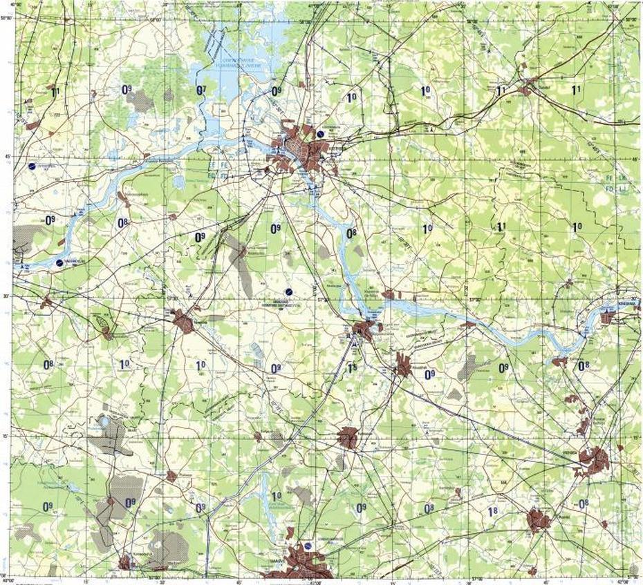 Download Topographic Map In Area Of Kostroma, Vichuga, Furmanov …, Furmanov, Russia, Omsk Russia, South Russia