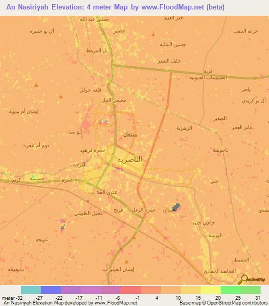 Elevation Of An Nasiriyah,Iraq Elevation Map, Topography, Contour, An Nāşirīyah, Iraq, Samarra Iraq, Karbala Iraq