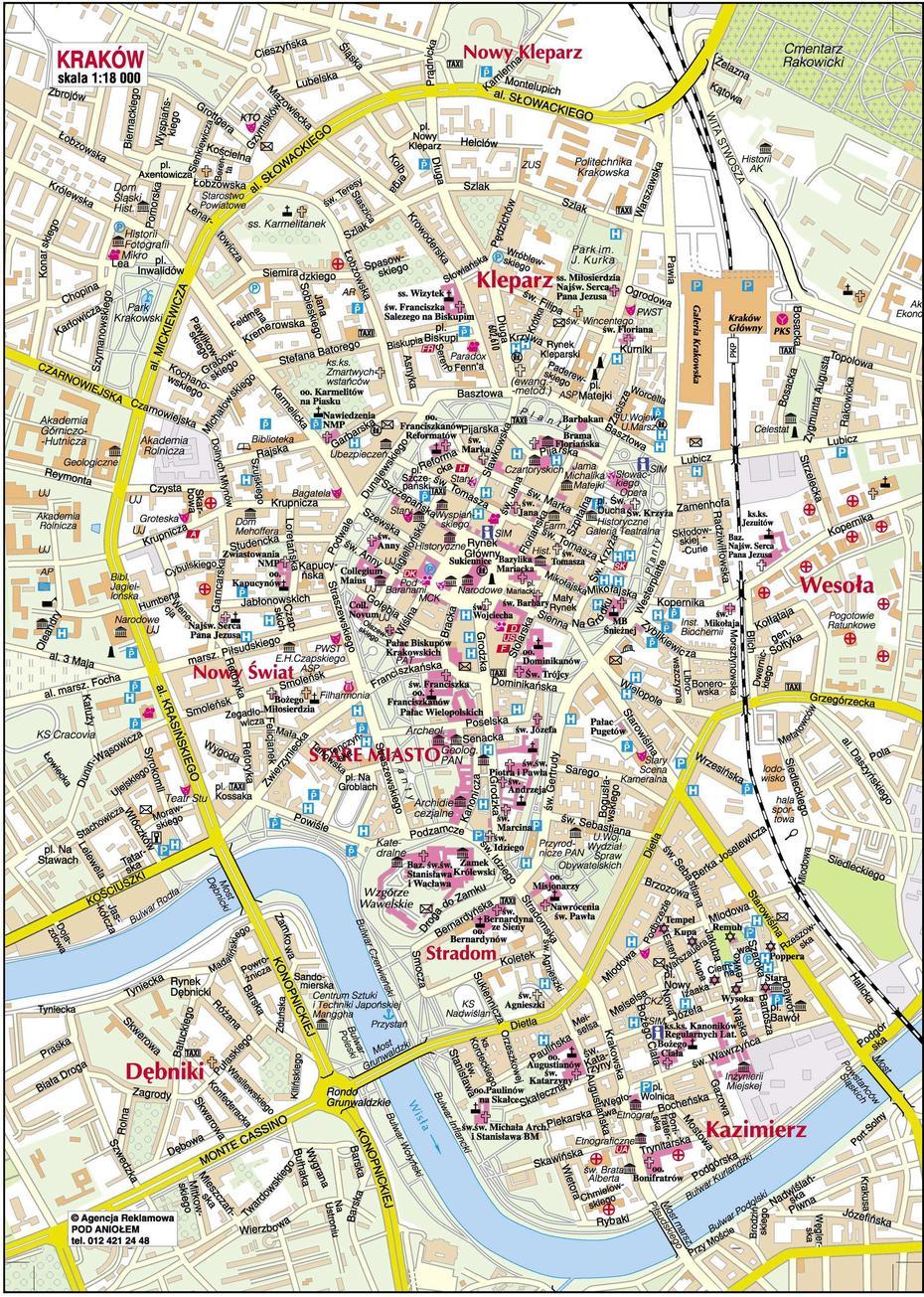 Large Krakow Maps For Free Download And Print | High-Resolution And …, Kraków, Poland, Krakow On, Krakow Poland Churches