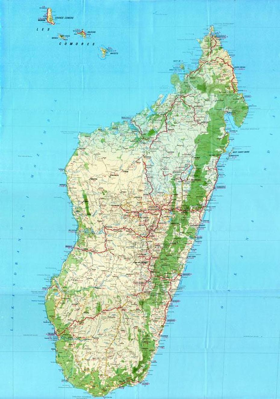 Large Scale (Hires) Detailed Roads Map Of Madagascar With Relief, All …, Fotadrevo, Madagascar, Madagascar Towns, Madagascar River