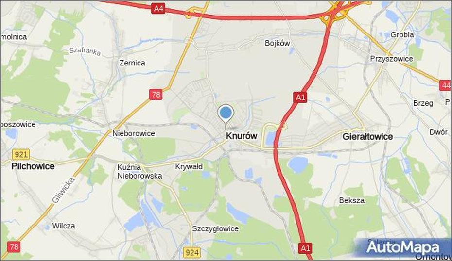 Mapa Knurow, Knurow Powiat Gliwicki Na Mapie Targeo, Knurów, Poland, Górny  Śląsk, Kwiaciarnia