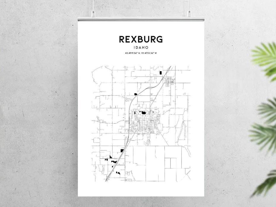 Rexburg Map Poster Rexburg Map Print Wall Art Id City Map | Etsy, Rexburg, United States, Caldwell Idaho, Idaho Zip Code