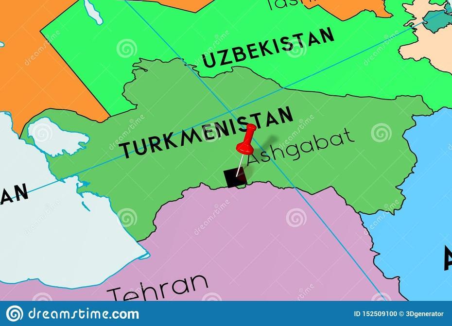 Turkmenistan, Ashgabat – Capital City, Pinned On Political Map Stock …, Ashgabat, Turkmenistan, Ashgabat City, Turkmenistan On