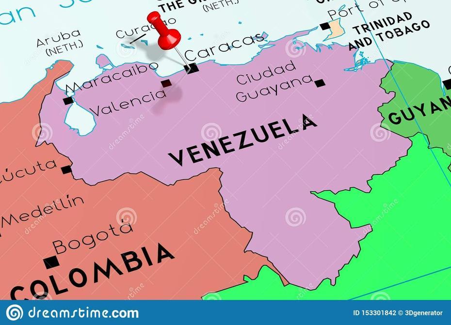 Venezuela, Caracas – Capital City, Pinned On Political Map Stock …, Caracas, Venezuela, Caracas Images, Venezuela Capital