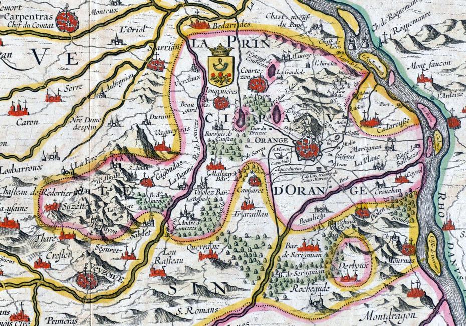 1633 Map Of The Principality Of Orange, France, Orange, France, Avignon, Vaucluse France