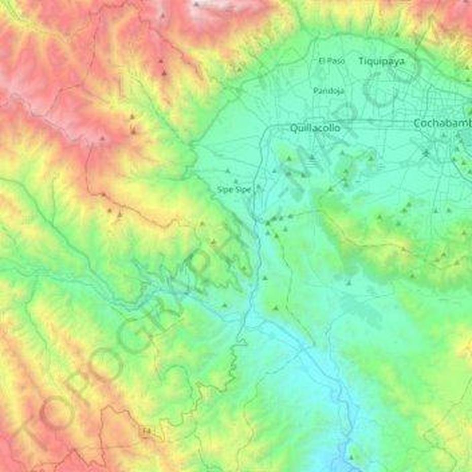 Bolivia Geography, Bolivia  Outline, Topographic , Sipe Sipe, Bolivia