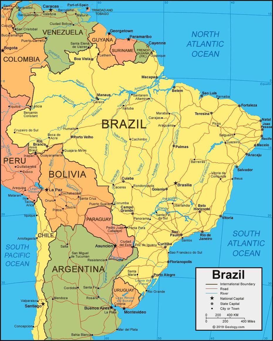 Bordering Seas Or Oceans Of Brazil, Colíder, Brazil, World  Of Brazil, Southern Brazil