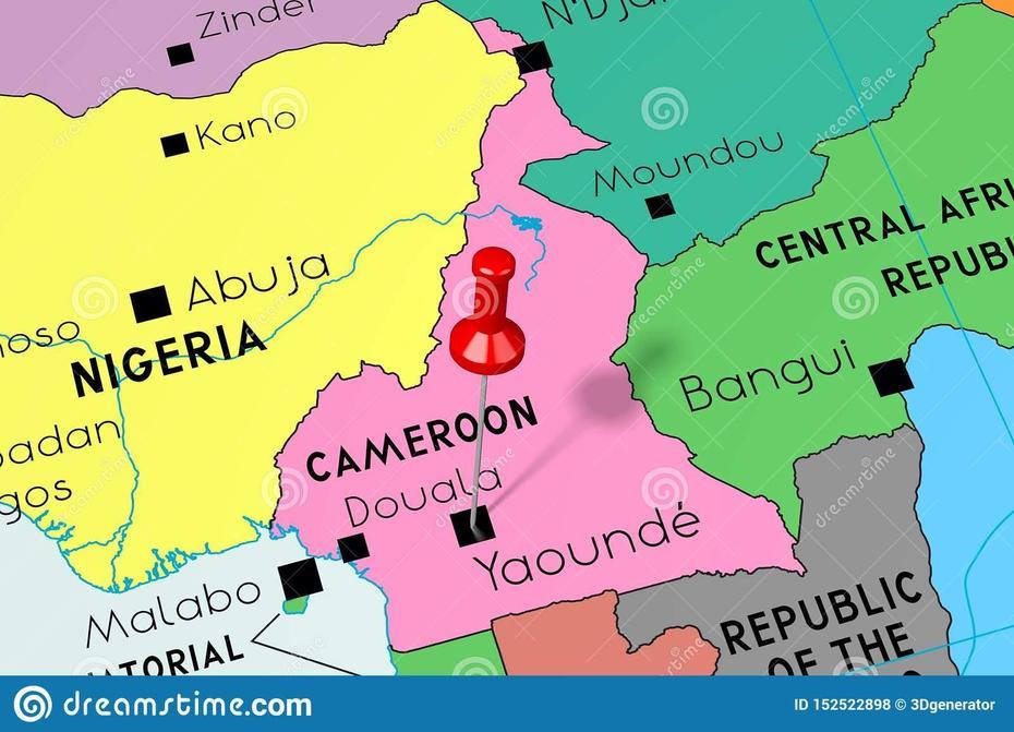 Cameroon, Yaounde – Capital City, Pinned On Political Map Stock …, Yaoundé, Cameroon, Cameroon World, Cameroon Capital