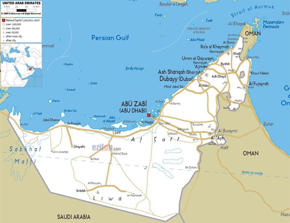 Detailed Clear Large Road Map Of United Arab Emirates – Ezilon Maps, Dubai, United Arab Emirates, Deira Dubai, Fujairah