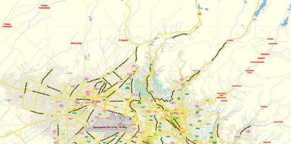 El Alto Ciudad, A Hidrografico De Bolivia, Detailed, El Alto, Bolivia