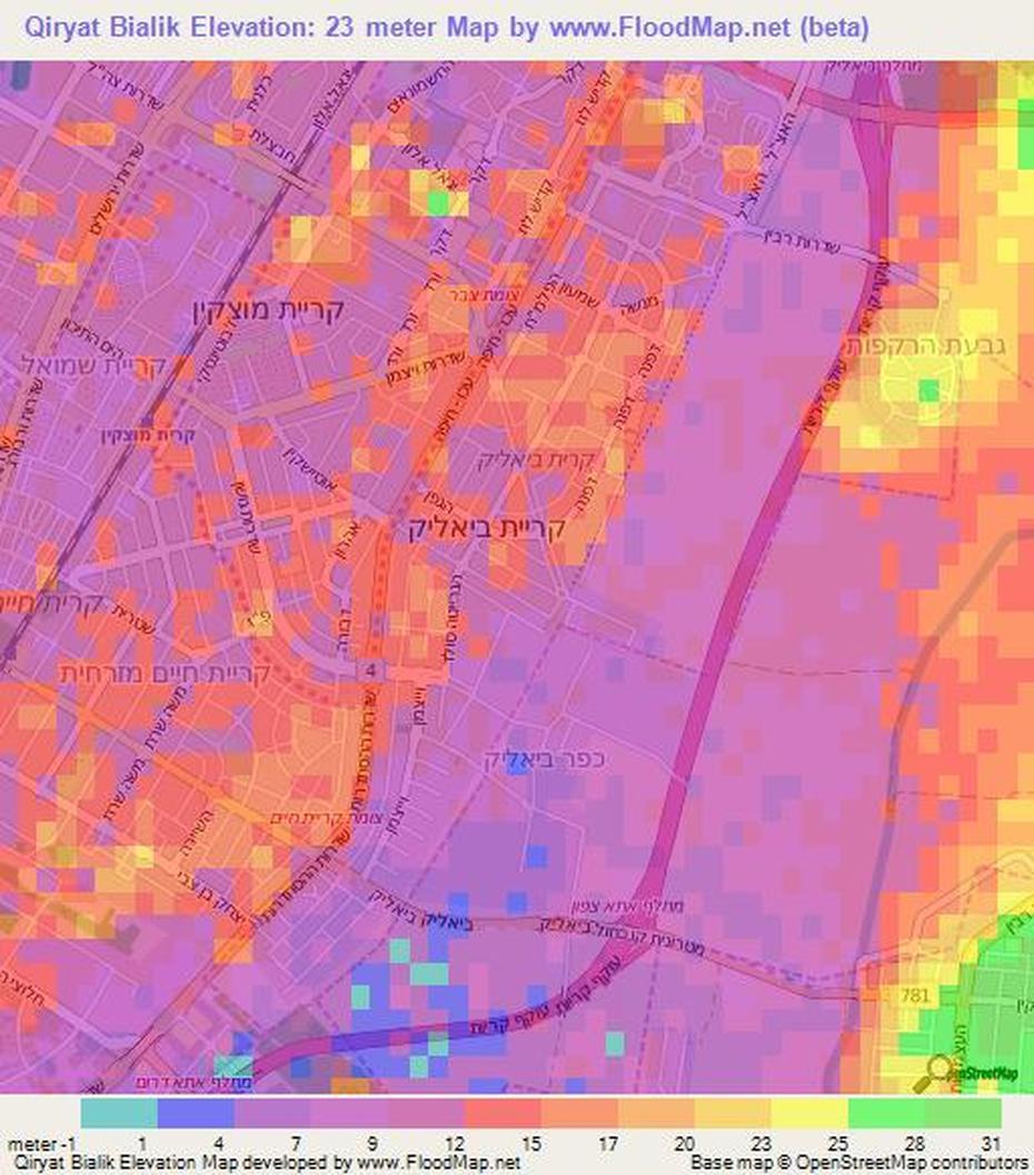 Elevation Of Qiryat Bialik,Israel Elevation Map, Topography, Contour, Qiryat Bialik, Israel, Kiryat Shmona Israel, Jerusalem  Palestine