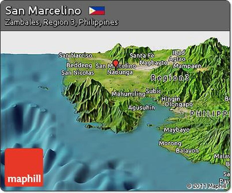 Free Satellite Panoramic Map Of San Marcelino, San Marcelino, Philippines, Marcelino Champagnat Dibujo, Marcelino Rosas Photography